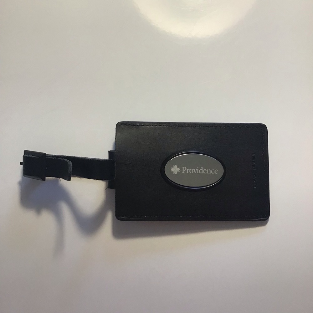New Black Providence Genuine Leather Luggage Tag Vacation Travel Suitcase